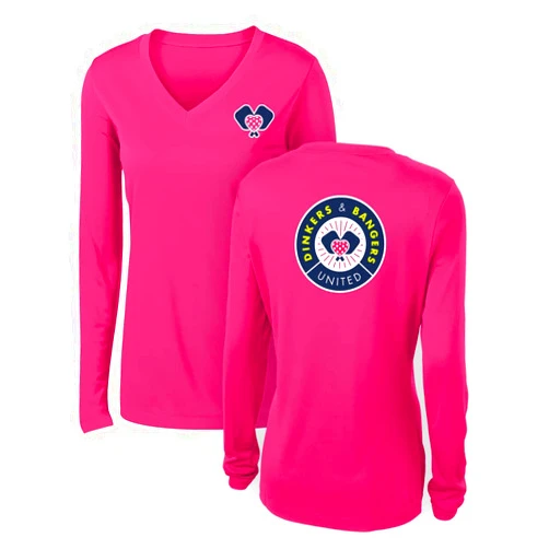 Dinkers & Bangers - Pink United - Women's Pickleball Performance Long Sleeve Shirt - 2 Sided