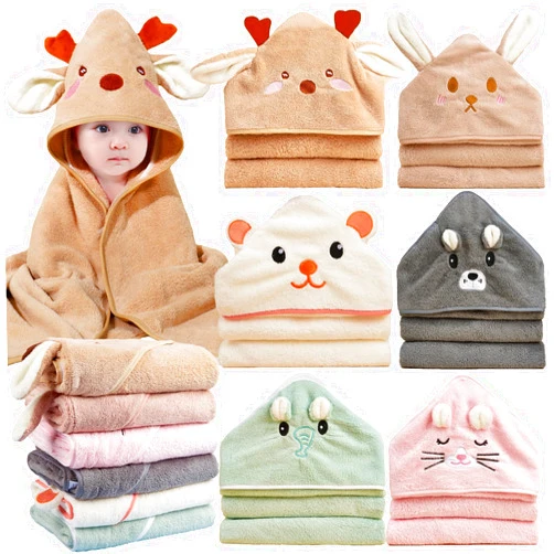 BEFACL 6pack Hooded Baby Towels, Premium Ultra Soft Absorbent Coral Fleece Baby Bath Towel for Newborns, Toddlers, and Kids, 32x32 in Natural Baby Stuff Towel with Hood for Boy and Girl