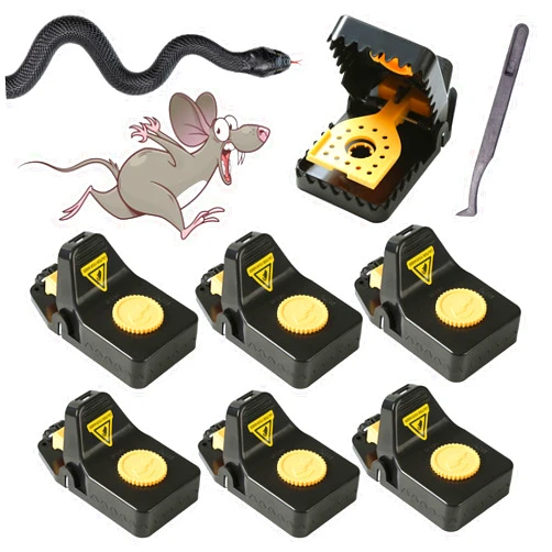 Epipgale Mouse Traps, 6 Pack Rat Trap Indoor for Home, Reusable Mice Traps with Tweezers, Quick Effective Sanitary Safe Mouse Catchers for Indoor Outdoor (Large)