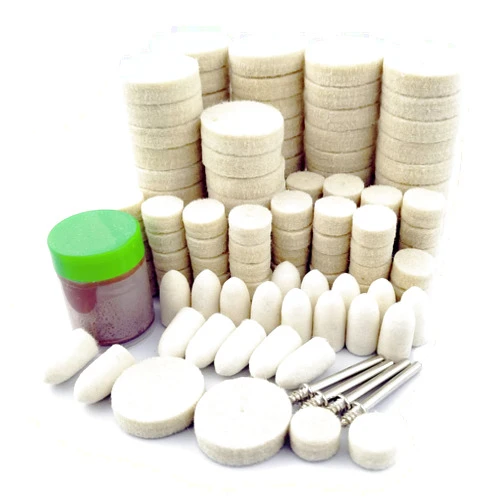Merryland Flet Polishing Wheel for Dremel 145pcs, Polishing Pad Buffing Wheel Cone 140pcs Polishing Compound Paste 1pcs and Mandrel 4pcs, Rotary Tool Accessory Set Electric Power Tool DIY, RMTA145C1