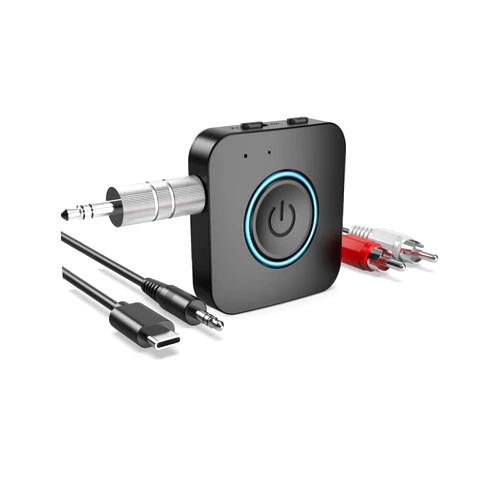 LAICOMEIN Bluetooth Transmitter Receiver, LAICOMEIN 2-in-1 V5.0 Bluetooth Adapter, Wireless Transmitter for TV PC MP3 Gym Airplane, Bluetooth Receiver for Speakers Headphones (Black+Blue)