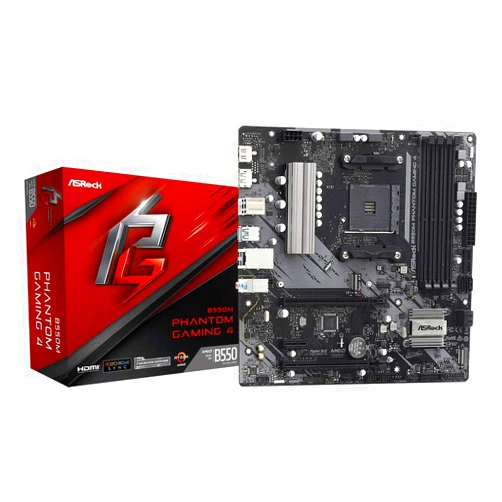 ASRock AM4 AMD B550 SATA 6Gb/s Micro ATX AMD Motherboard Model B550M Phantom Gaming 4
