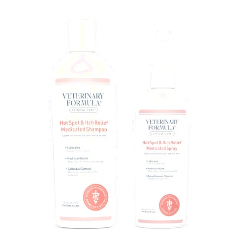 Veterinary Formula Clinical Care Hot Spot & Itch Relief Medicated Shampoo and Spray for Dogs and Cats - Bundle