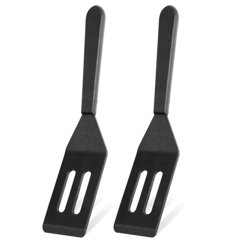 Ecerangus 2 Pack Silicone Mini Brownie & Cookie Spatula, Heat-Resistant Turner, Flip Egg & Serve Batter (Black)