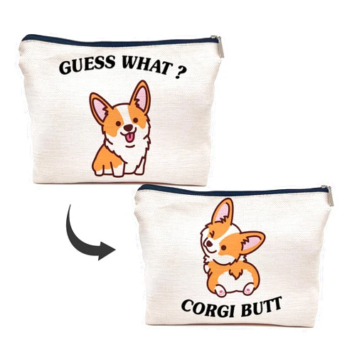 IWXYI Corgi Slippers,Dog Make up,Corgi Gifts For Corgi Lovers,Corgi Dog Makeup Bag,Corgi Dog Bag,Cute Corgi Make up Bag,Corgi Gifts