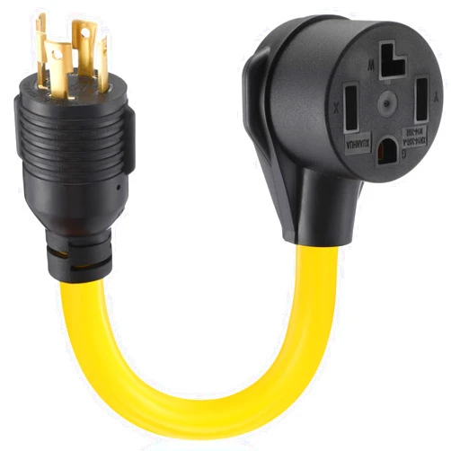 Tellegloww NEMA L14-30P to 14-30R 30 Amp Dryer Generator Adapter Cord 4 Prong L14-30P Locking Generator Male to 14-30R RV Dryer Female for Generator to Dryer RV EV Charger, 10 AWG STW, 1FT, ETL Listed