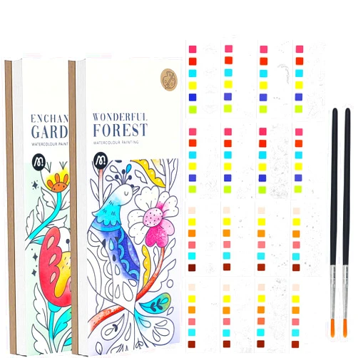 Lestp 2 Pcs Pocket Watercolor Painting Book Coloring Books for Kids Ages 4-8 Watercolor Paint Bookmark Kit for Kids Watercolor Painting Book Pocket Watercolor Book to Paint Travel Pocket Watercolor Kit