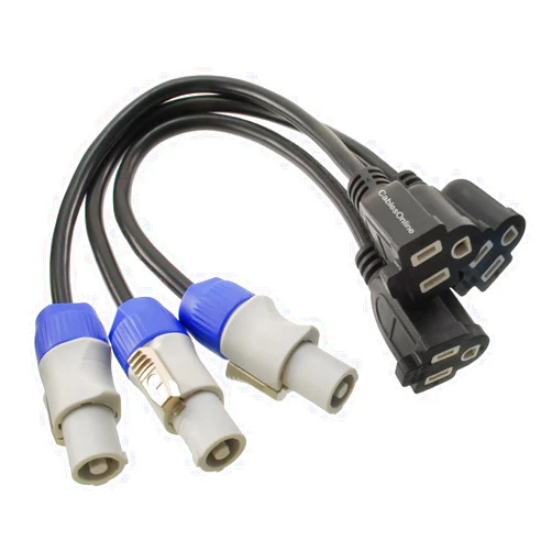 CABLESONLINE.COM ATLANTIC COMPUTERTECH CablesOnline, 3-Pack 1ft. 16AWG Stage Lighting Fixture Gray-Blue Power-Out Connector to 3-Prong NEMA 5-15R Female Power Adapter Cable, PC-KB601-3