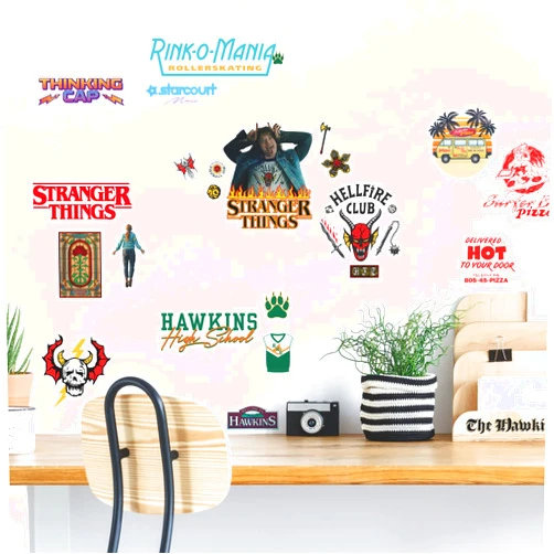 RoomMates RMK5344SCS Stranger Things Season 4 Icons Peel and Stick Wall Decals, red, Black, Green, Blue, Yellow, Orange
