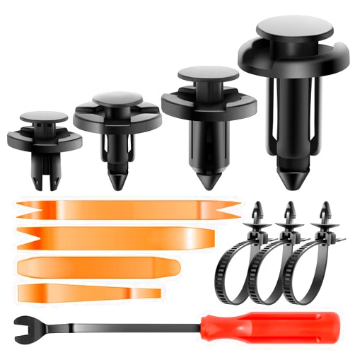 QCDENG 160PCS Car Retainer Clips, Push Type Retainer Liner Clips Bumper Plastic Fasteners Rivets Clips with Fastener Remover