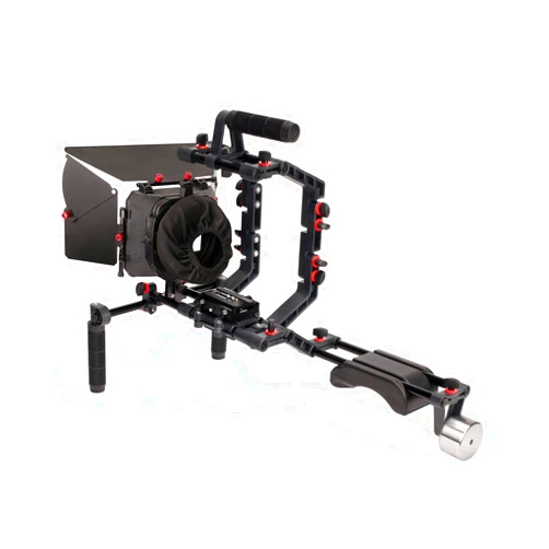 FILMCITY Camera Shoulder Support Rig Kit with Cage & Matte Box for DSLRs Video Camcorder. Adjustable Brackets & Handles. Fits Multiple Lenes Diameter up to 95m. 4x4 Filter Holders. (FC-02)