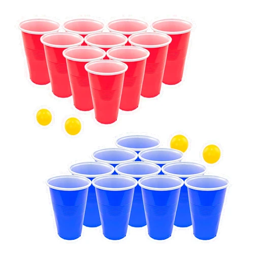 Fairly Odd Novelties Beer Pong Set - 22 Durable Cups in Red & Blue, 4 Precision Ping Pong Balls - The Epic Party Game for Endless Fun & Friendly Competition - Ideal for BBQs, Birthdays & More!