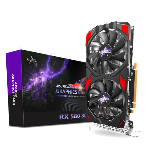 Kelinx AISURIX RX 580 Graphics Card, 2048SP, Real 8GB, GDDR5, 256 Bit, Pc Gaming Video Card, 2XDP, HDMI, PCI Express 3.0 with Freeze Fan Stop for Desktop Computer Gaming Gpu