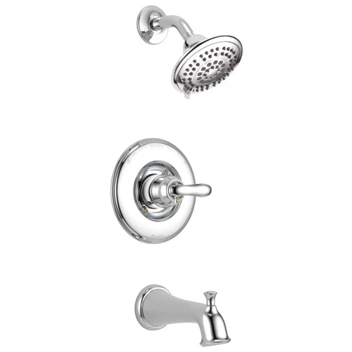 Delta Faucet Linden 14 Series Single-Function Tub and Shower Trim Kit with 5-Spray Touch-Clean Shower Head, Chrome T14494 (Valve Not Included)