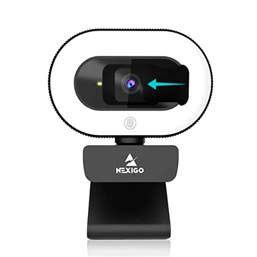 NexiGo StreamCam N930E with Software, 1080P Webcam with Ring Light and Privacy Cover, Auto-Focus, Plug and Play, Web Camera for Online Learning, Zoom Meeting Skype Teams, PC Mac Laptop Desktop
