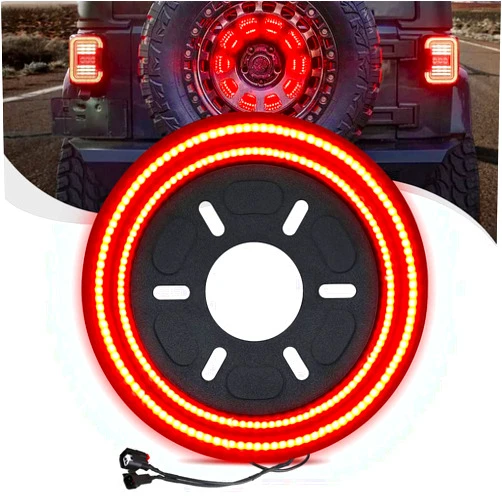 Tänzedzm For 2024 bronco Spare Tire Brake Light 3rd Brake Light Tail Wheel Lights Double Row LED Third Stop Lamp Rear Wheel lights Compatible with Ford Bronco 2021 2022 2023(Plug & Play)