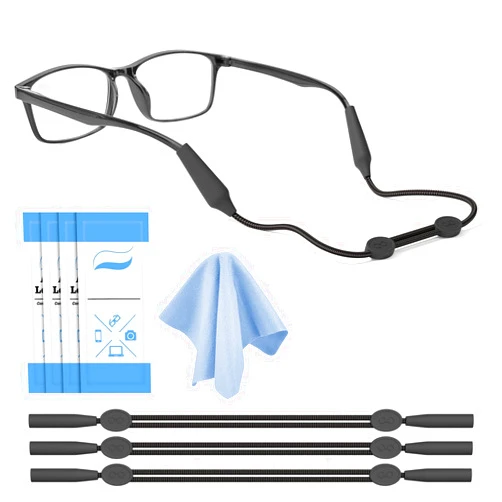 Maitsol Glasses Strap 3 Pcs - No Tail Sunglasses Strap - Adjustable Eyeglasses Strap - Eye Glasses Holder Around Neck, Sports Rope Eyewear Retainer, Glasses Strap for Men Women 14In Black Lanyard Cord