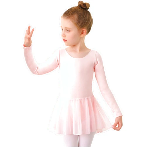 MdnMd Toddler Girls Long Sleeve Ballet Leotards Dresses Dance Skirt Ballerina Tutu Outfits