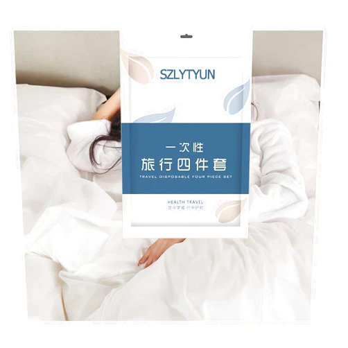 SZLYTYUN Disposable 4-Piece, Travel Bedding Set Portable Bed with 1 Duvet Cover, 1 Sheet and 2 Pillowcases, Suitable for Travel, Business Trip and spa (Sheet Size 86.86 * 94.48inch)