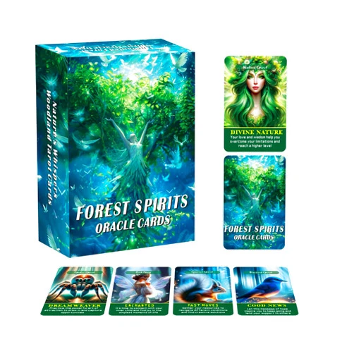 ZHQGYN Forest Spirit Oracle Cards, Essence of Forest Oracle Cards, Oracle Cards for Beginners, Rediscover The Forgotten Magic, Learn About Yourself and The World Around You (3.42