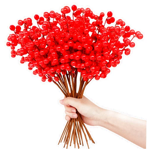 Pynqdfu 30 Pcs Christmas Red Berry Twig Stem,13.4 inch Artificial Burgundy Berry Picks,Waterproof Berry Branches for Home,Holiday,Wedding,DIY Crafts,Decor