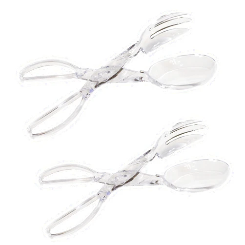 CCraft Set of 2 Large Salad Tongs, 11 Inch Long Clear Plastic