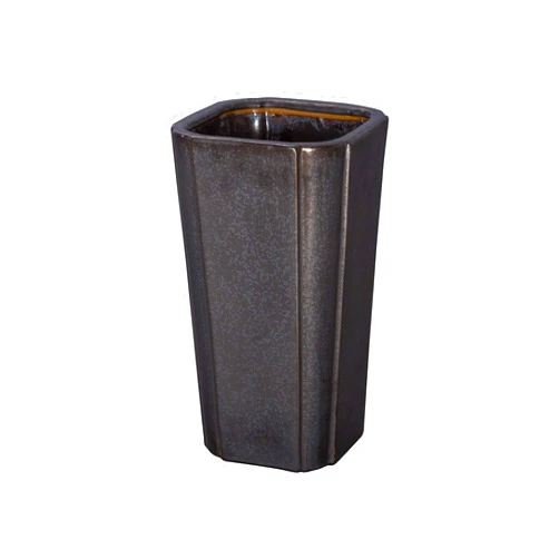 Emissary Home and Garden Quadrant 16 in. H Square Ceramic Vase in Gunmetal with High-fire treatment