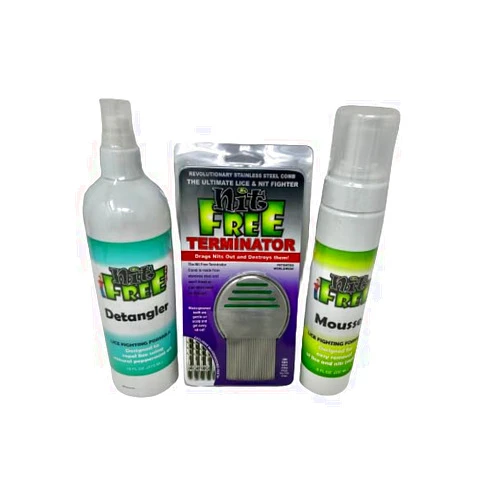 Nit Free 3 Pack Kit - Terminator Comb, Mousse 8oz, Detangler Spray 16oz