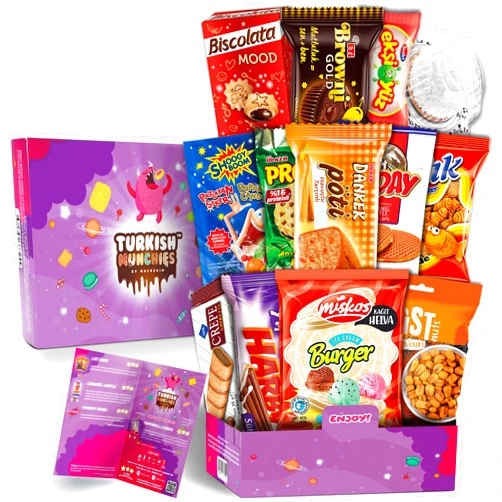 Turkish Munchies by Muekzoin Midi International Snack Box | Premium Exotic Foreign Snacks | Unique Snack Food Gifts Included | Fantastic Space Theme | Candies from Around the World | 12 Full-Size + 1 Bonus Snacks