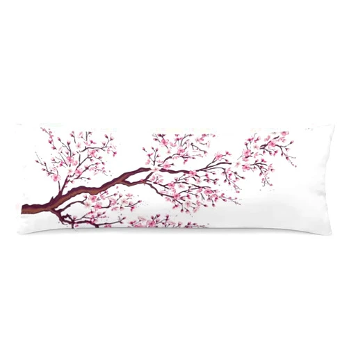 YUDILINSA Cherry Blossom Body Pillow Cover Japanese Cherry Blossoms Flourishing Sakura Tree Pink Flower Long Pillow Case with Zipper Decorative Bedding Pillowcase Farmhouse Pillow Covers for Couch,Sofa 20