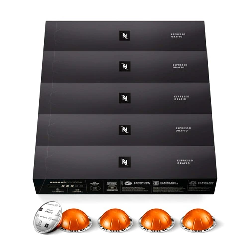 Nespresso Capsules Vertuo, Orafio, Medium Roast Espresso, 50-Count Espresso Pods, Brews 1.35 oz.