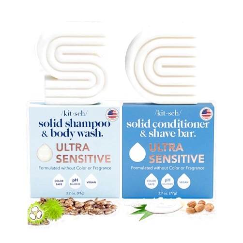 Kitsch Shampoo & Body Wash Bar, 2-in-1 Conditioner & Shave Bar for Hair & Body, Made in US, Vegan Soap , 5 Ingredients, Scent Free, Paraben Free