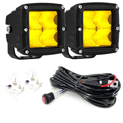 BIGLION.X 3 Inch Amber LED Pods, 80W 8000LM Fog Lights for Truck SUV ATV UTV, Flood Beam, Waterproof IP68 12V 24V, High Lifespan, Adjustable Mounting