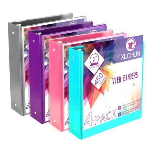 XUCHUN 3 Ring Binders 2 Inch,Clear View Binder with 2 Pockets, Holds 450 Sheets 8.5x11 Inches Paper, Customizable Cover & Spine, Large Capacity Binders for Office, School, Home, Business