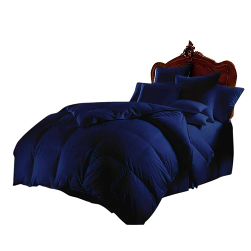 Restura All Season Comforter Set Ultra-Soft 800 Thread Count Egyptian Cotton Alternative Down 7 PC Comforter & Sheet Set - 1PC Comforter, Flat Sheet, Fitted Sheet & 4 Pillowcases Full XL (Navy Blue)