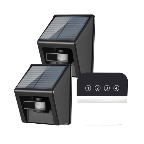 FOORIR Wireless Driveway Alarms Solar Driveway Sensor Alarm Ring Chime Motion Detector Outside Weatherproof Long Range Burglar Alert 1 Receiver + 2 Sensors