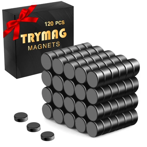 TRYMAG Miniature Magnets 120 Pcs Tiny Magnets Small Black Round Neodymium Disc Magnets Mini Rare Earth Magnets for Fridge, Crafts, Whiteboard, DIY, Science
