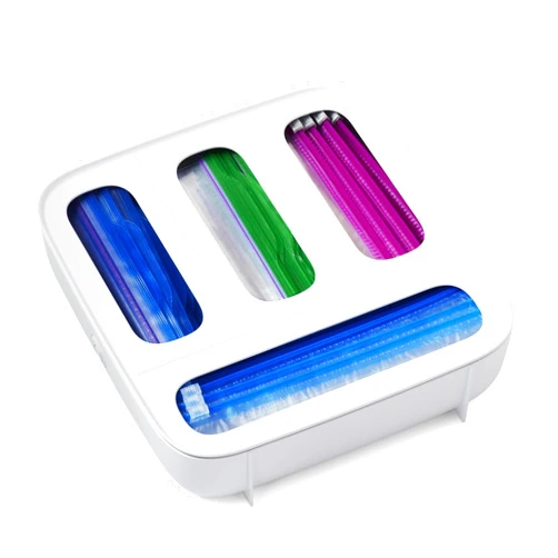 YouCopia StoraBag Food Bag Dispenser, Family Size 4-Slot, Plastic Sandwich Bags Drawer Organizer for Kitchen Storage