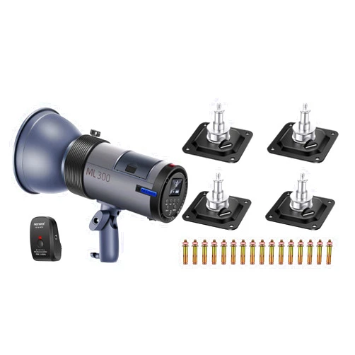 Neewer ML300 300W Outdoor Studio Flash Strobe Li-ion Battery Powered Monolight with 2.4G Wireless Trigger, 1000 Full Power Flashes, 4 Packs Ceiling Mount, Recycle in 0.4-2.5 Sec, Bowens Mount