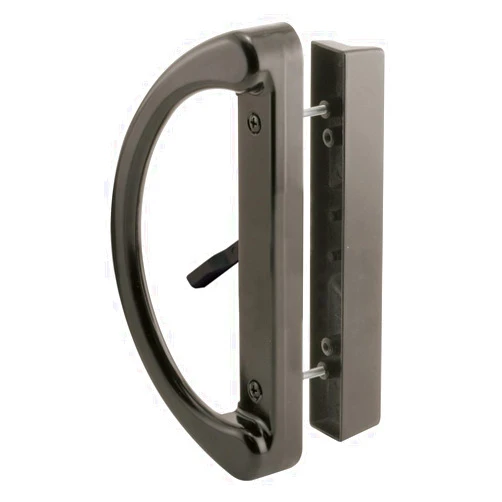 Prime-Line C 1224 Sliding Patio Door Handle Set - Replace Old or Damaged Door Handles Quickly and Easily – Black Diecast, Mortise Style, Non-Keyed, Fits 3-15/16” Hole Spacing (1 Set)
