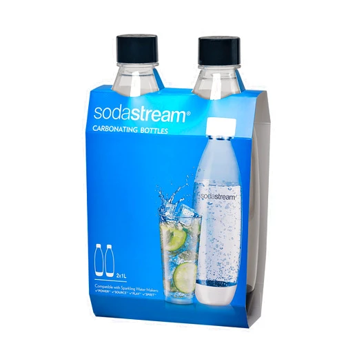 SodaStream Black 1L Slim Carbonating Bottles Twin Pack, Pack of 2 SLIM Carbonating Bottles Black 1L Pack Of 2