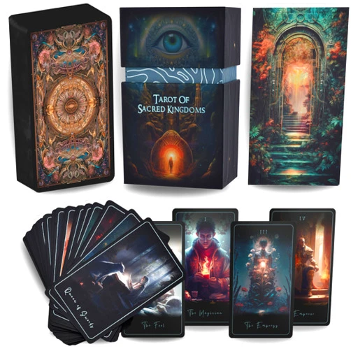 Earth Moon Magick The Tarot of Sacred Kingdoms Tarot Cards – 78-Cards Tarot Deck with Guidebook – Oracle Cards for Spiritual and Shadow Work, Perfect for Beginner – Recycled and Premium Material