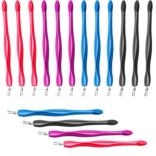 Arbootjin Cuticle Pusher Cuticle Trimmer Professional V Shaped Cuticle Remover Manicure Dead Skin Removal Tool Toe Nail Care for Home and Nail Shop (12Pcs)