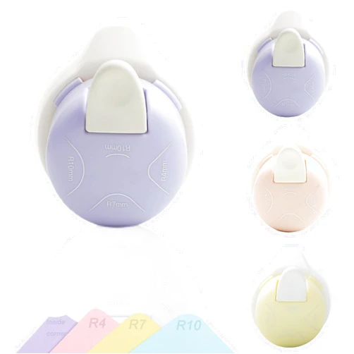 Seekkey Corner Punch 4 in 1 Corner Rounder Punch (R4+R7+R10+Inside Corner) Corner Cutter for DIY Scrapbooking Photo Tags (Purple)