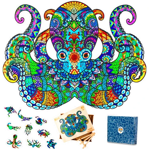 The Puzzled Tree Jigsaw Puzzles for Adults XL 325 Piece (18.1”x13”) – Octopus Wooden Jigsaw Puzzle for Adults by The Puzzled Tree
