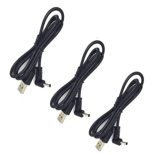 DZYDZR 3 pcs Extension Cable USB to DC Cable - 5V USB 2.0 Port Male to DC 5V L Type Male 3.5mm x 1.35mm Power Cord Black 100cm(3.3ft)