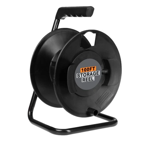 Thonapa Extension Cord Storage Reel, Black - Portable Cable Reel with Metal Stand, Holds Up to 100 Ft of Electrical Cord, Hose, Rope