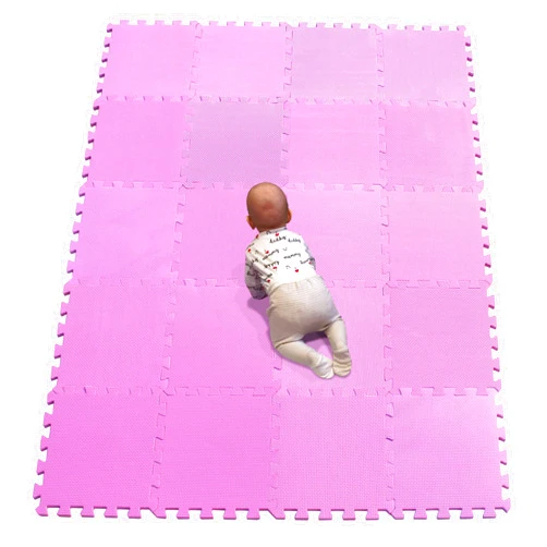 YIMINYUER 20 Piece Interlocking Soft Kids Baby EVA Foam Activity Play Mat Floor Tiles Pink R03G301020