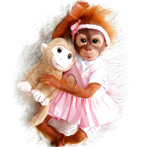 ZIYIUI Lifelike 21 Inch Handmade Reborn Dolls Monkey Baby Orangutan Newborn Silicone Vinyl Dolls Weighted Body Babies Looks Real