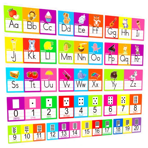 OUNENO Alphabet Line Bulletin Board Set ABC Number 0-20 Wall Decorations for Pre-School Kindergarten Elementary Classroom Nursery Homeschool